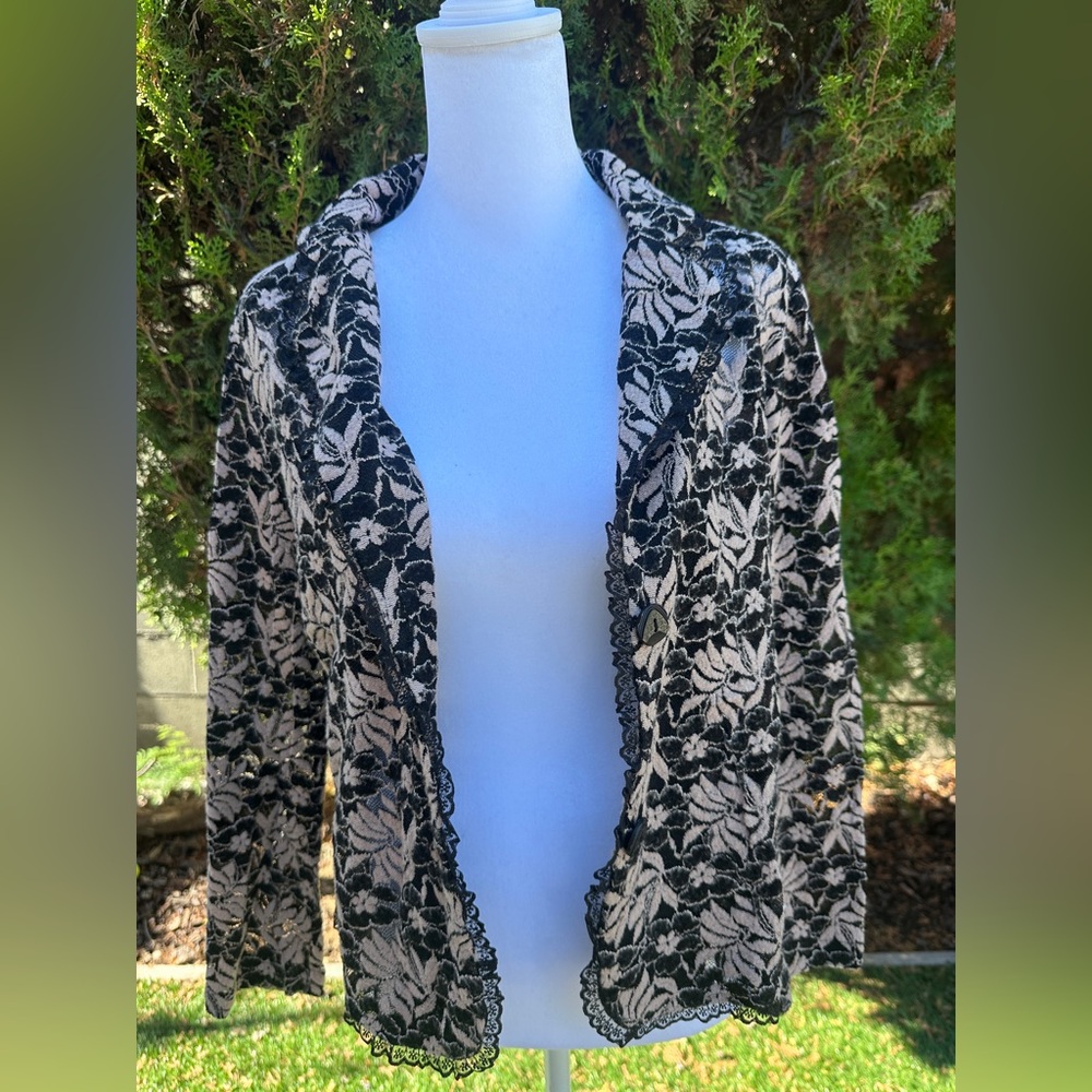 Women’s Ki Meng 100% Cotton Floral Lace Button-Up Blazer/ Jacket - Picture 6 of 9